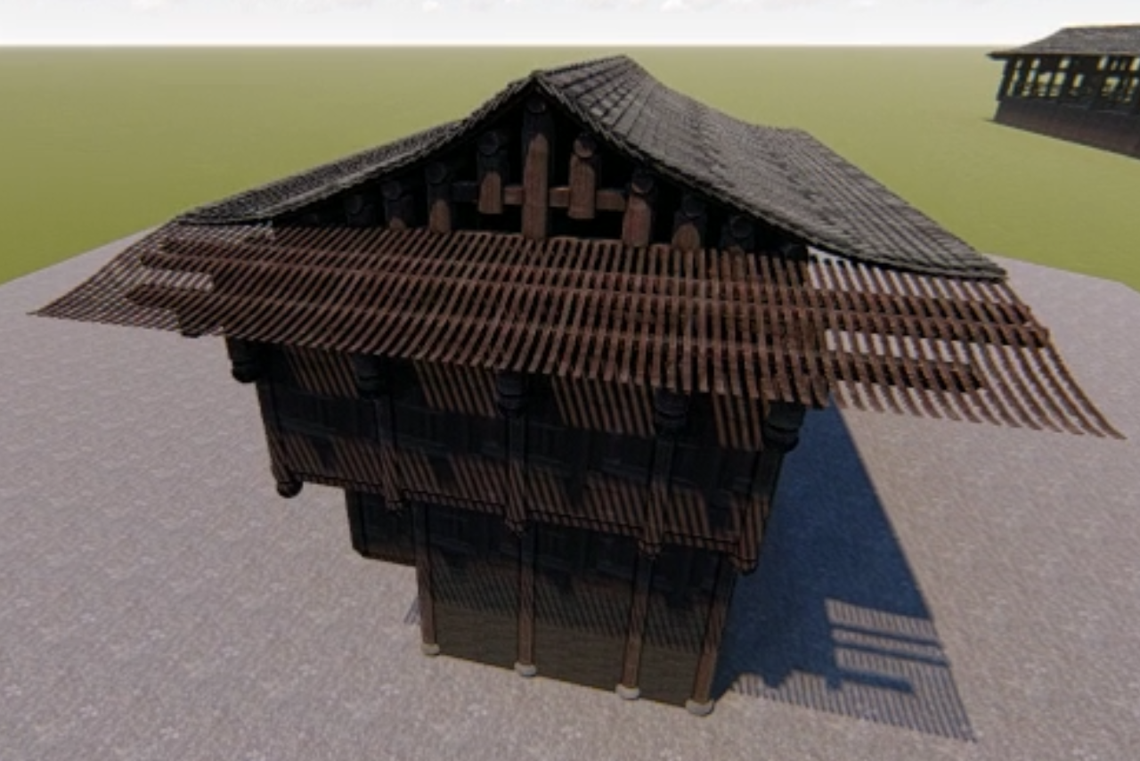 龙脊古壮寨景区的虚拟百年古屋三维建模效果视频